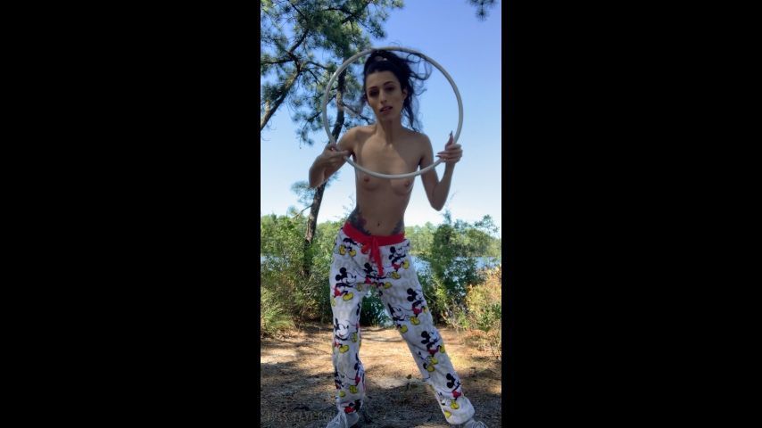 Topless Hooping Outdoors