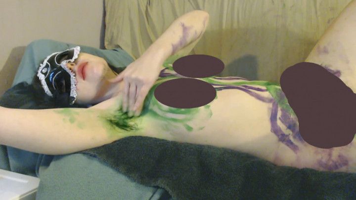Hairy Armpit Slathered in Green Paint