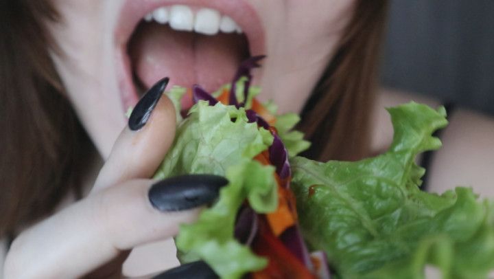 Chewing Up Crunchy Lettuce Wraps - HD