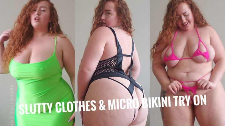 BBW Slutty Outfit &amp; Micro Bikini Try On