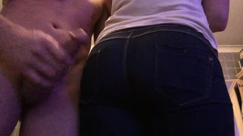 Cum on Juicy Ass in Denim Jeans CFNM