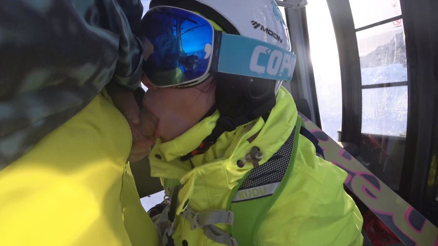 Public blowjob in the ski lift