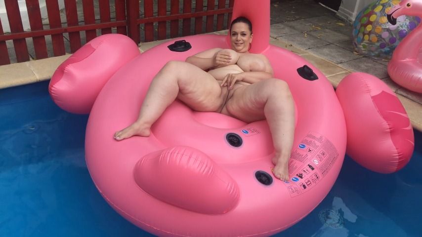 Masturbating on a pool float