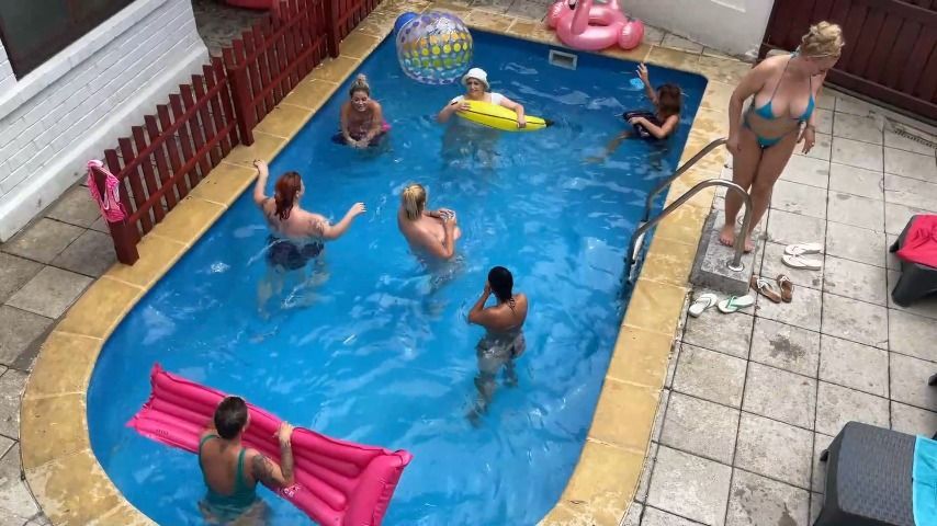 Spying girls at the pool having fun