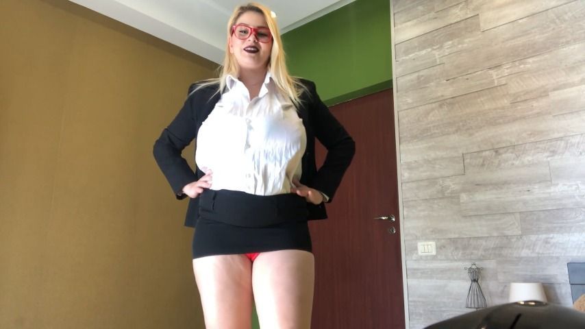 Horny secretary strips on coffee break