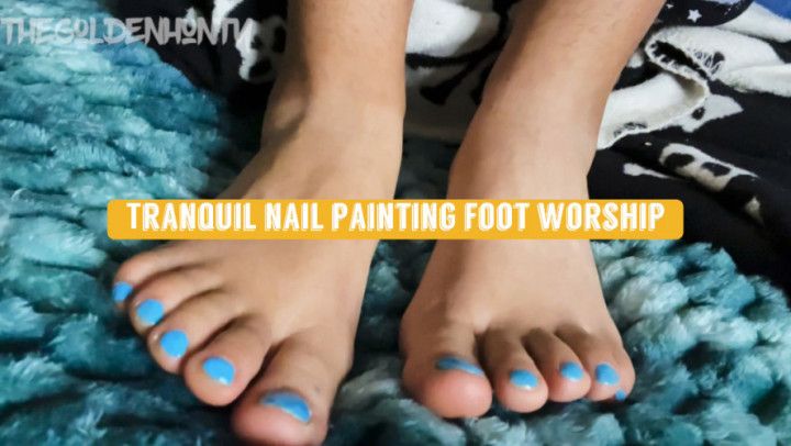 Tranquil nail painting foot Worship