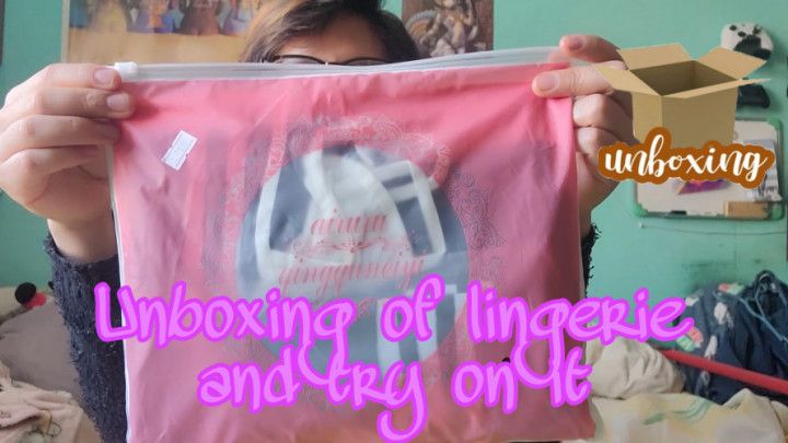 unboxing of lingerie and try on it