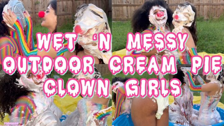 Wet &amp; Messy Outdoor Cream Pie Clown Girls