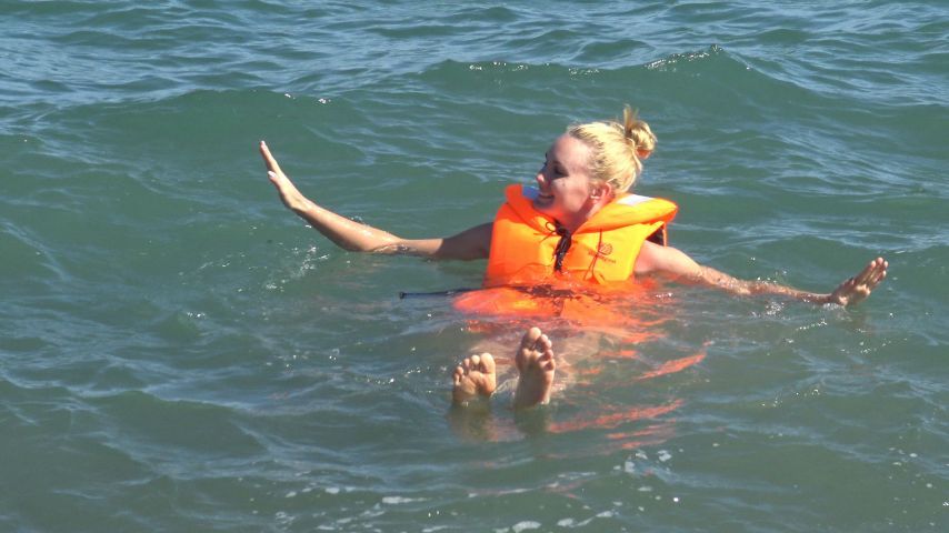 Swimming with life jacket SFW