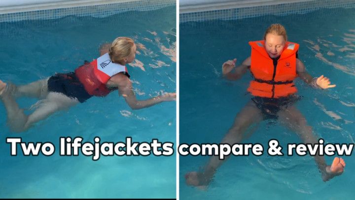 Lifejackets review at pool swim 4K SFW