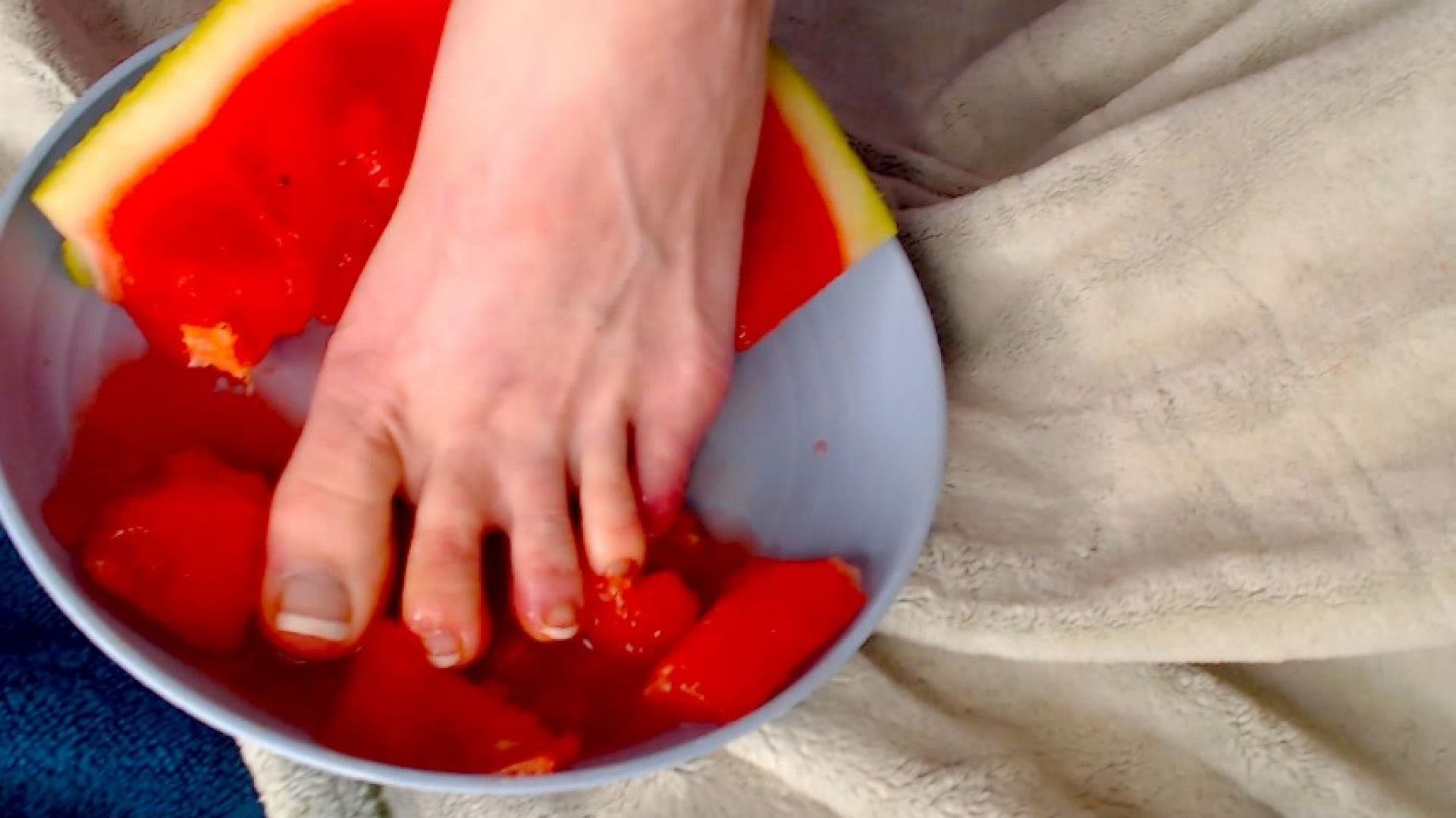 Watermelon Crushed With French Manicure Toes and Soft Soles