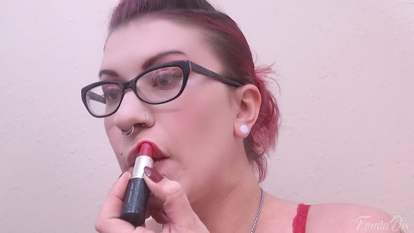 Sparkly red lip tease