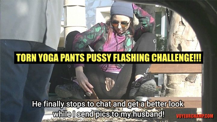 Helena Price TORN YOGA PANTS PUBLIC PUSSY FLASHING CHALLENGE