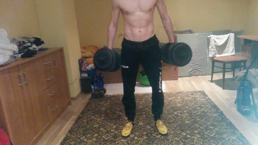 Topless dumbell workout