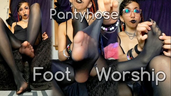 Worship my GOTH FEET in Sheer, Black Pantyhose. Nylons