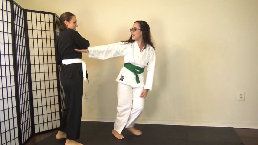 ROXANNE vs KARLY KARATE HAND OVER MOUTH