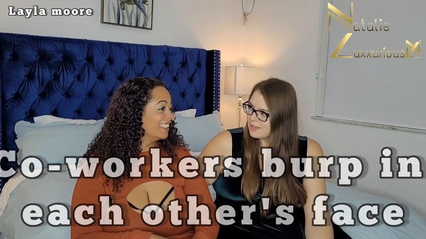 Coworkers burp in each other's faces