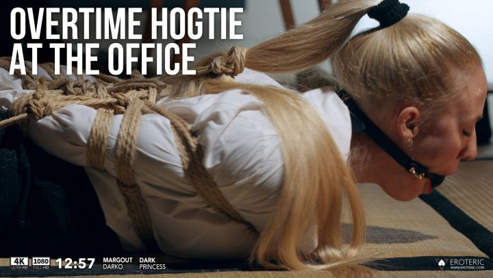 Overtime hogtie at the office 4K: Dark Princess bound orgasm