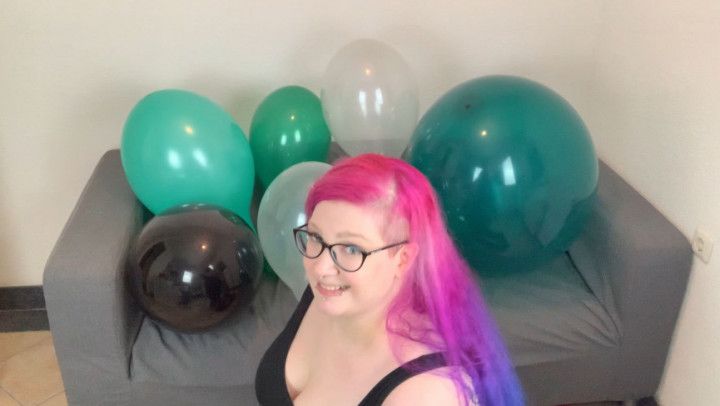 Arranging my couch with balloons