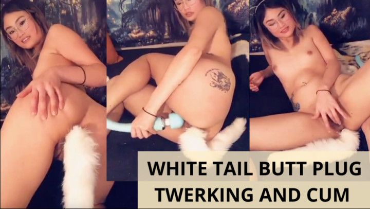 WHITE TAIL BUTT PLUG TWERK AND CUM