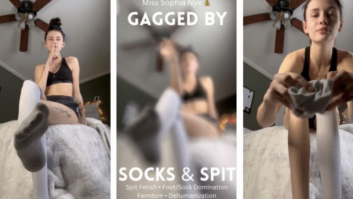 Gagged by socks and spit