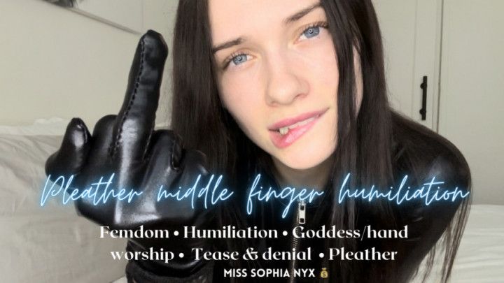 Pleather middle finger humiliation