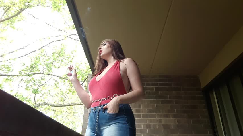 Curvy Sexy Girl Smokes Outside