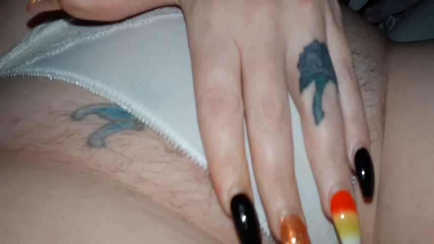 Dirty white satin panties hairy pussy