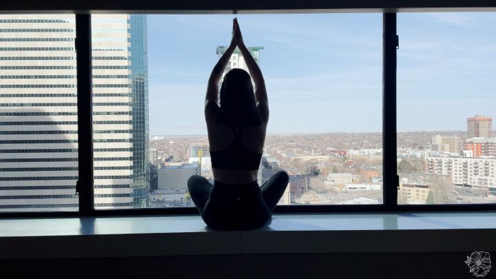 peaceful backlit yoga with a view