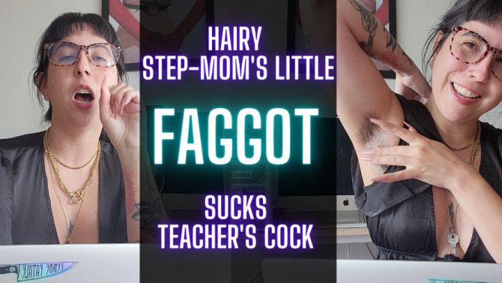 Hairy StepMom's Little Faggot Sucks Cock