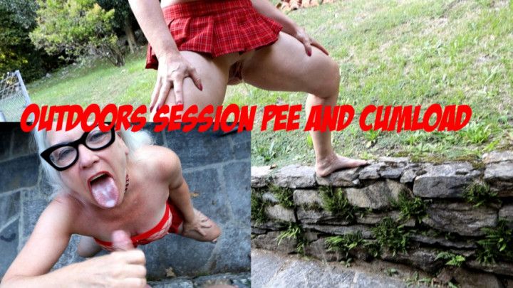 Outdoor session pee and cumload