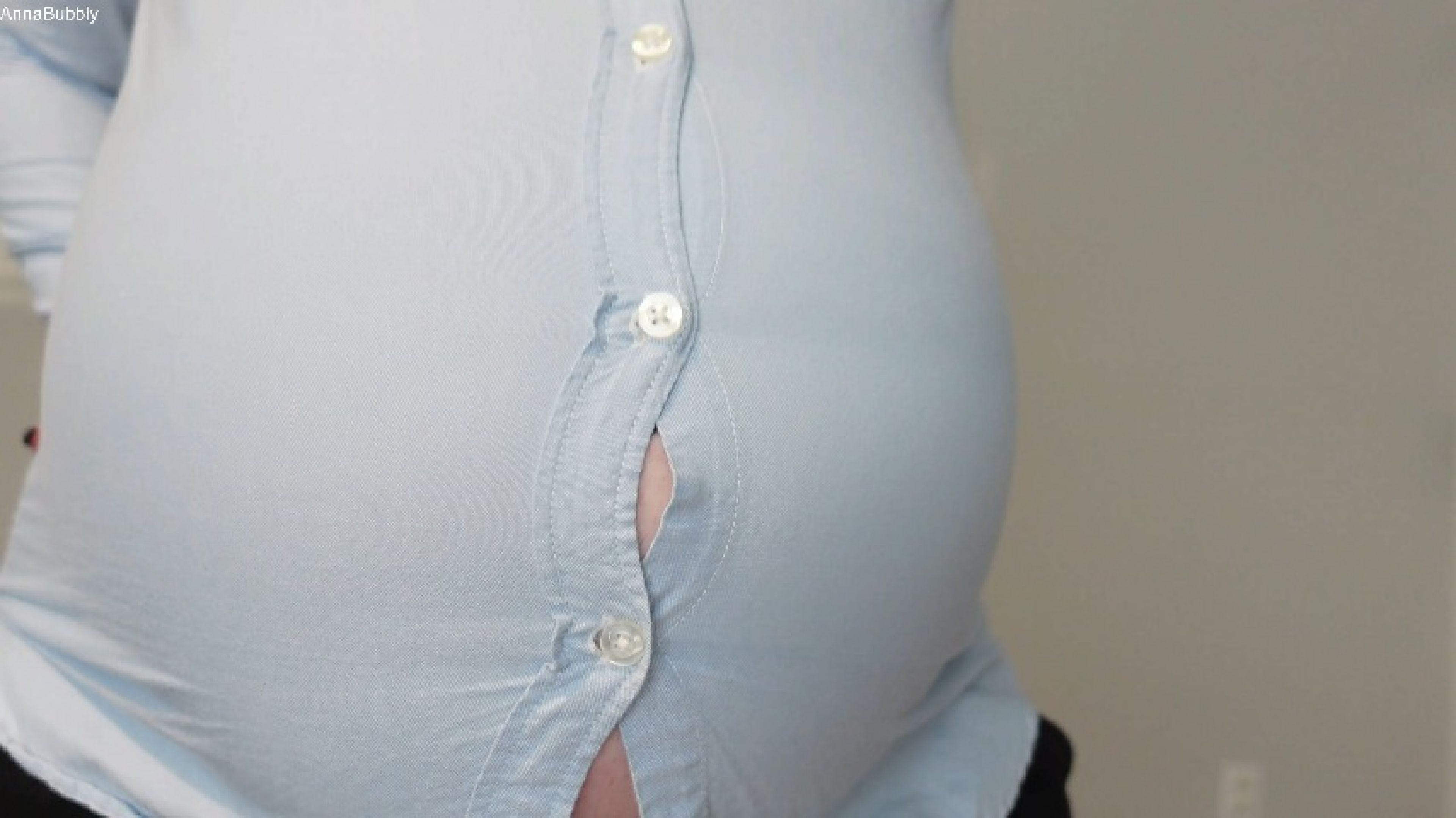 Pregnant Belly Nearly Bursts Button Shirts Open