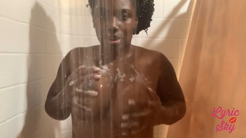 Soapy Big Ebony Tits Voyeur Shower