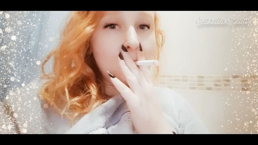 Adorable princess smokes a cigarette