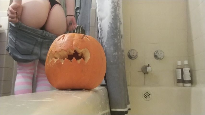 Peeing in a pumpkin