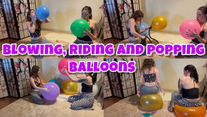 Big Balloons Blowing, Riding and Popping