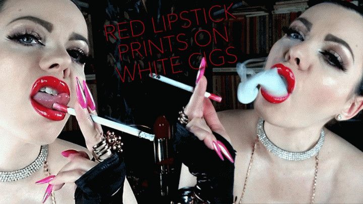 RED LIPSTICK PRINTS ON WHITE CIGS