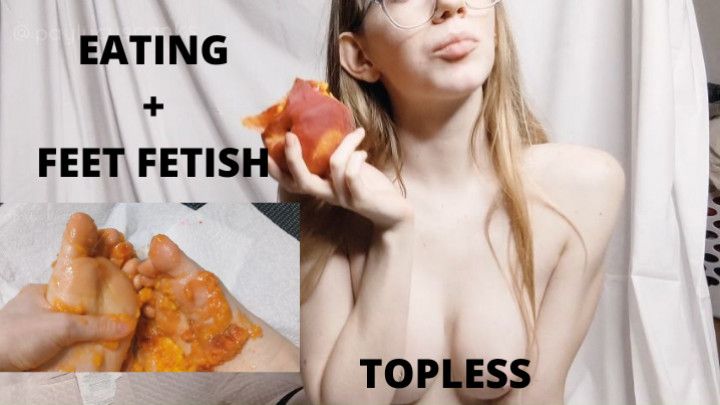 Topless Eating and Stomping