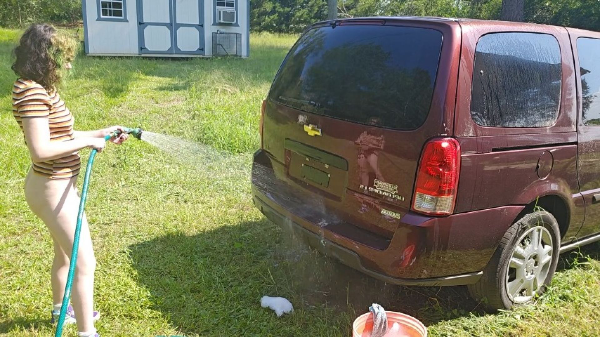 Washing my Car as a Bottomless Nudist