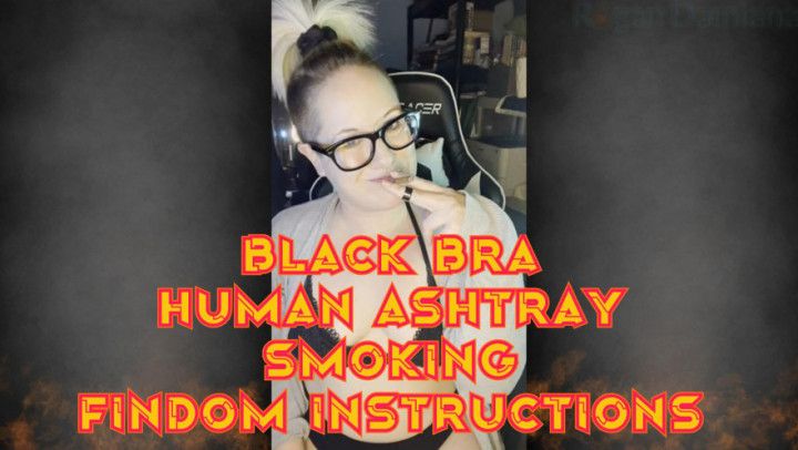 Smoking Human Ashtray Black Bra Findom