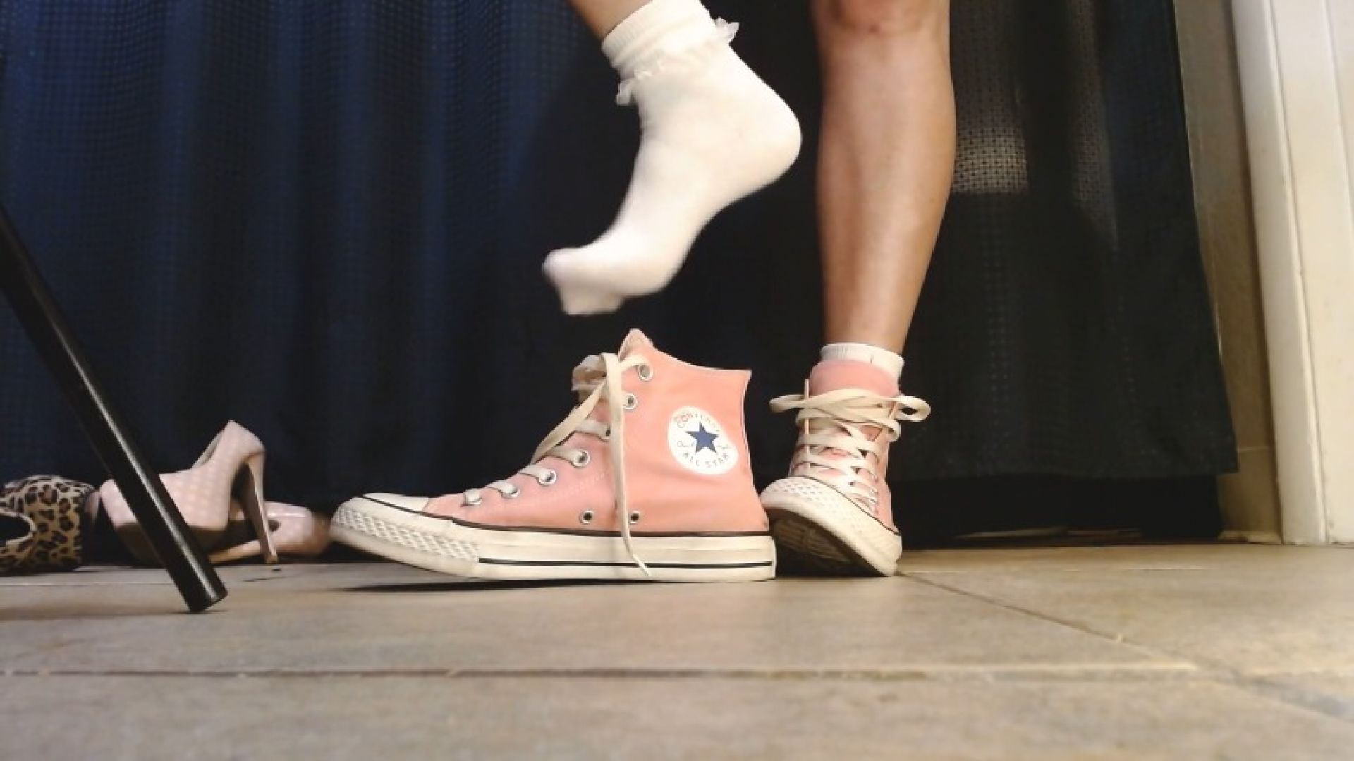 White Ruffled Socks Pink Converse Sneakers Tease