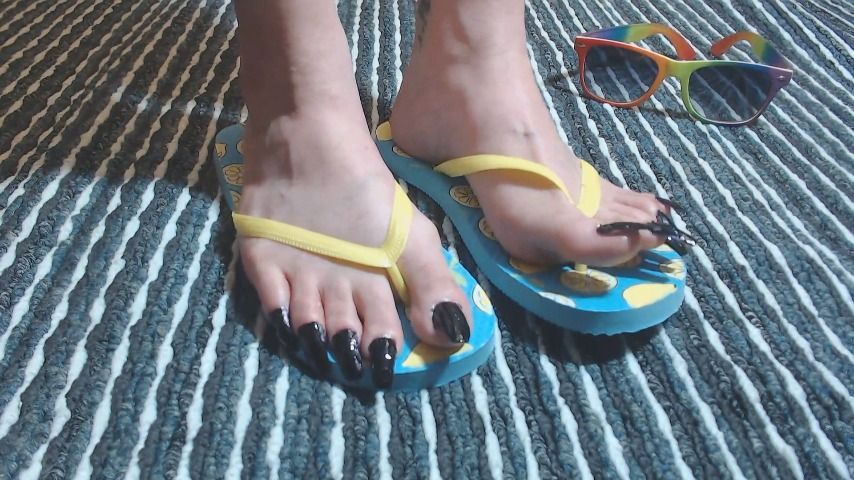 Lemon Blue Flip flops Super Long Nails