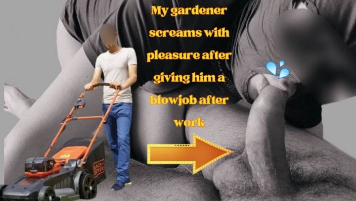 My gardener screams with pleasure after a blowjob after work