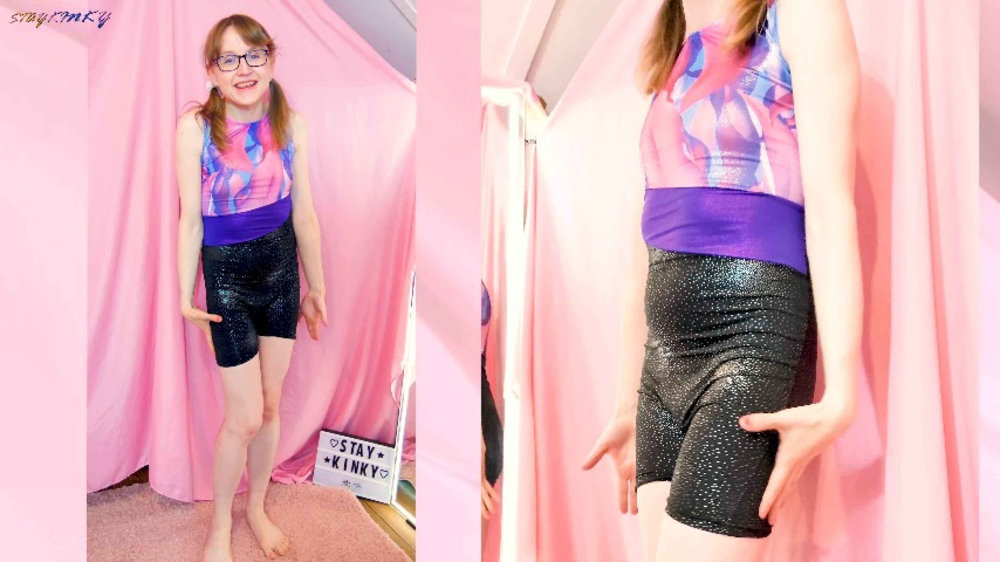 Cute Trans Shiny Leotard Skirt &amp; Swimsuit Dress-up! Pt 1