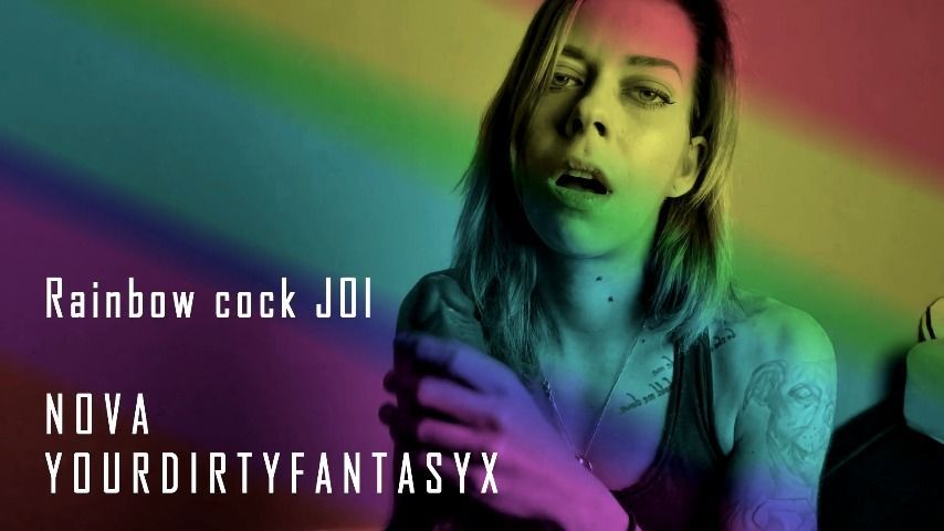 Rainbow dildo JOI