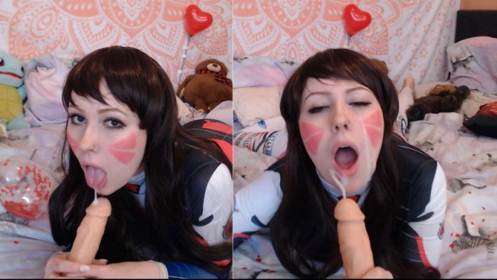 Dva first facial + ahegao blowjob