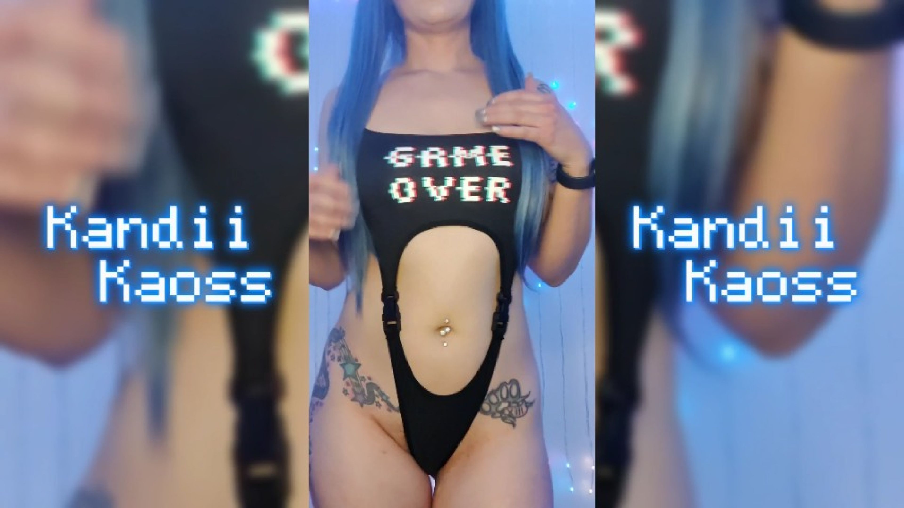 Blue Hair Gamer Girl Striptease