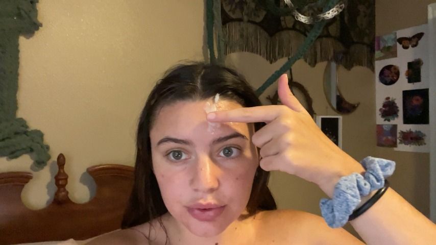 hot facial! cum on my forehead