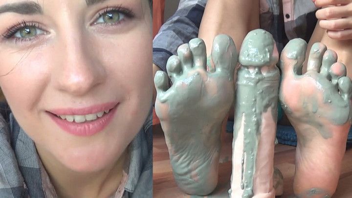 My dirty feet and big dildo footjob