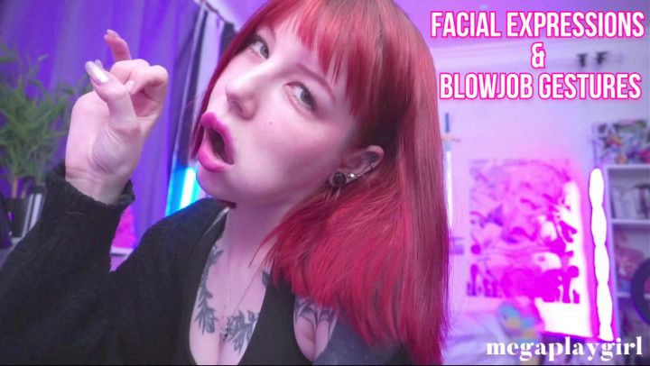 Facial expressions blowjob gesture